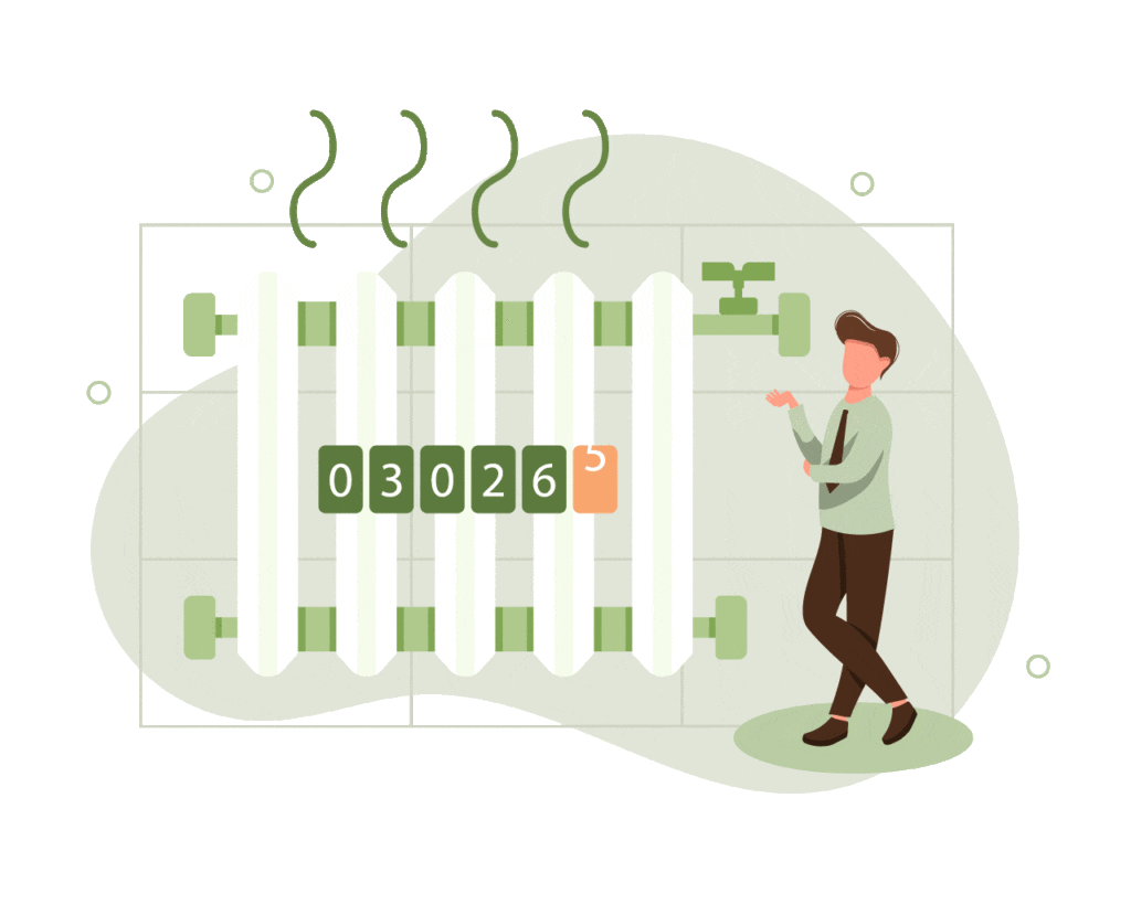 Illustrasjon som viser strømmåler på en radiator for energieffetivisering
